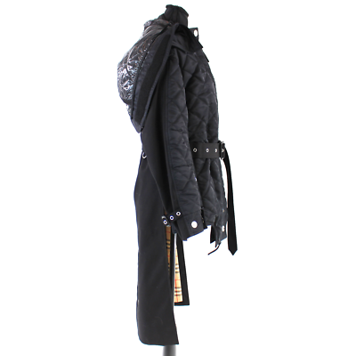 Burberry Black Quilted Puffer Jacket Hooded Trench 2XS NEW Nova