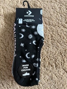Converse Women's Flat Knit Ultra Low Socks 4-10 (Black/Light Grey/Donut Glaze)