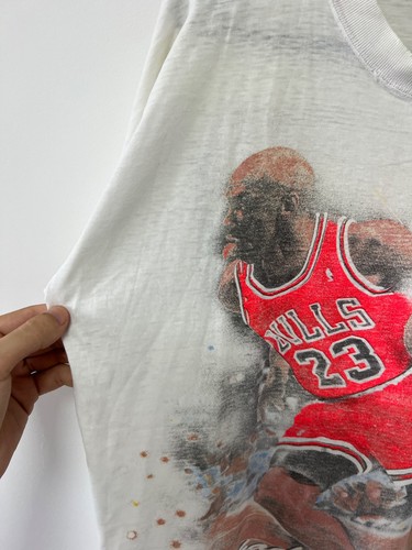 Vintage Michael Jordan #23 Chicago Bulls Overprint T shirt Basketball Nba Tee XL - Picture 6 of 24