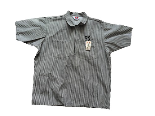 Vintage Ben Davis Work Shirt Green Striped 1/2 Zip Short Sleeve USA NWT Sz XL - Picture 1 of 4