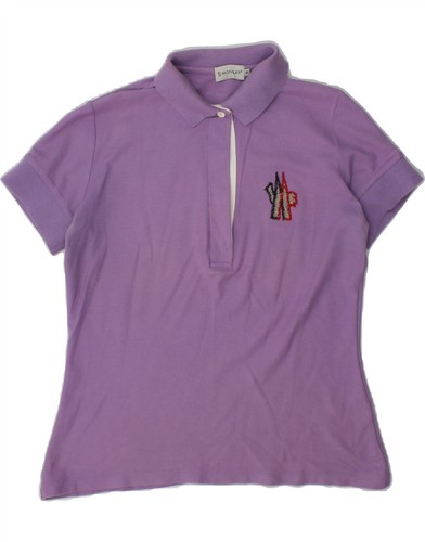 MONCLER Womens Polo Shirt UK 14 Medium Purple Cotton DD03