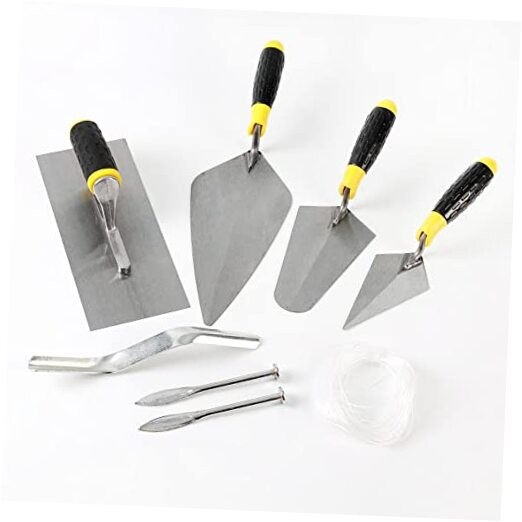 8-Piece Masonry Hand Tool Set Includes Finishing Trowel, Gauging Trowel, 