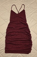 Windsor Women's Sparkle Glitter Red Burgundy Dress Size Small Lace-up Mini Dress