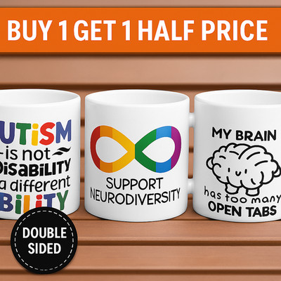 KAUFEN SIE 1 ERHALTEN SIE 1 HALBEN PREIS Neurodiversität Bewusstsein Tasse Autismus ADHS Geschenke 11 Unzen Subli
