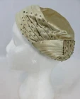 Vintage Hattie Carnegie Hat Ivory Velvet Rhinestone Crystals