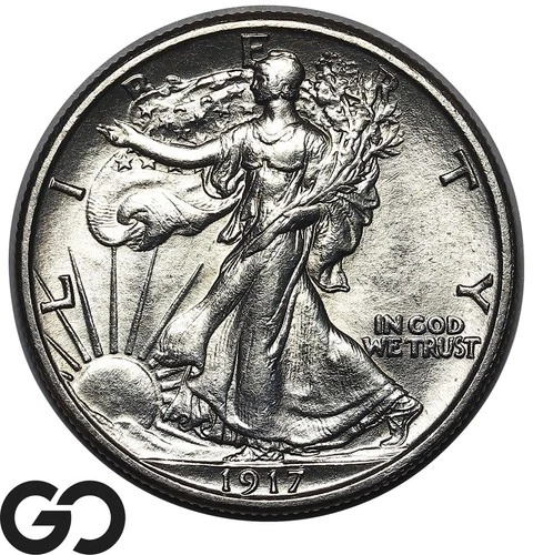 1917 Walking Liberty Half Dollar, Choice Gem BU++ Better Date