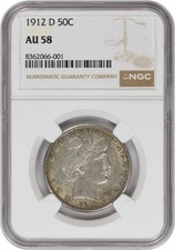 1912-D Barber Silver Half Dollar AU58 NGC