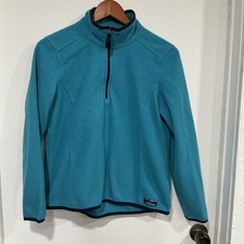 L.L. Bean Women s Fleece Quarter Zip Pullover, Medium Petite, Blue