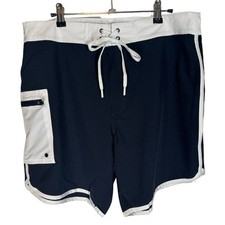 NWT ZYIA Active Men's Navy Reef Block Board Shorts Blue White Medium