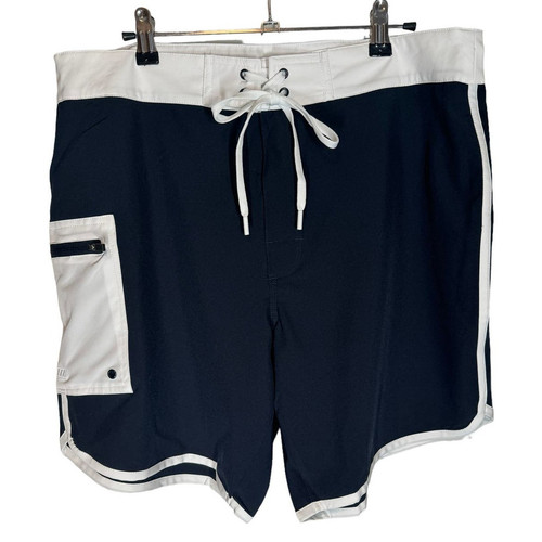 NWT ZYIA Active Men's Navy Reef Block Board Shorts Blue White Medium - Picture 1 of 9