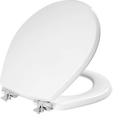 Mayfair Bennett Toilet Seat with Chrome Hinges, Slow Close Wood Seat, Secure ...
