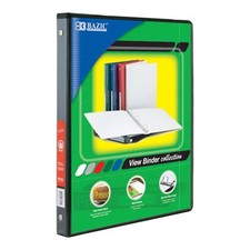 BAZIC 1/2" Black 3-Ring View Binder w/ 2-Pockets, Polyvinyl Chloride