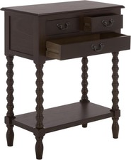 Furniture - Athena 3-Drawer Console Table - Dark Chocolate - Solid Wood -