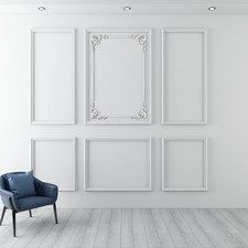 3 Set Wall Molding Kit with Flower Corner Pre-Cut Wainscoting WHITE: Style 1