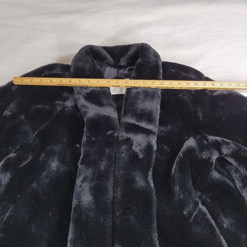 Abrigo de piel sintética vintage Carley Monterey para mujer negro mafia esposa invierno otoño chaqueta Foto 4 de 4