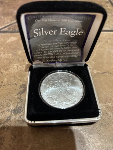 2003 Silver American Eagle In Case UNC