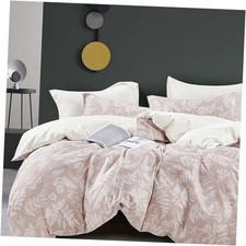 100 Natural Cotton 3pcs Queen Duvet Queen 90" 90" Botanical-dusty Pink