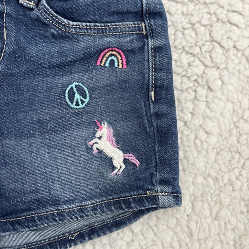 Jumping Beans Girls 4T Denim Shorts with Embroidery - Adjustable Waist - Picture 6 of 7