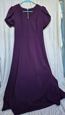 Andrew Marc Plum Purple Tea Length Dress With Tulip Sleeves