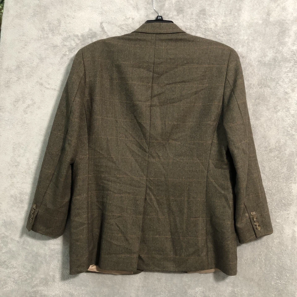 Ralph Lauren Chaps Virgin Wool Blazer Sports Coat Mens 42R Moss Green Windowpane - Image 2 of 4