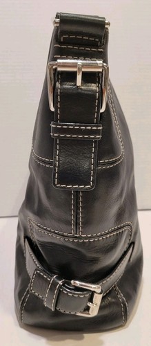 Michael Kors Brookville Large Black Leather Shoulder Bag Hobo Handbag W/ Buckles - Picture 3 of 14