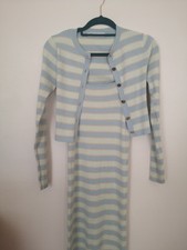 Zara Knited Stripe Coord Dress And Cardigan Size M / UK 10