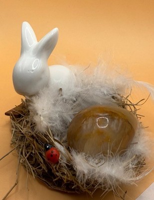 Limonit-Quarz Ei ''Golden Healer Dekor Hase Ostern Naturstein Mineralien