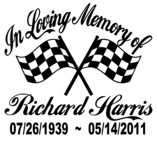 In Loving Memory Car Racing Checkered Flag Decal Car Vinyl Sticker 3 Font Choice