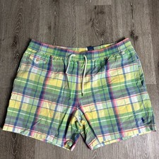 Polo Ralph Lauren Men's XL Plaid Mesh Lined Swim Trunks Pony