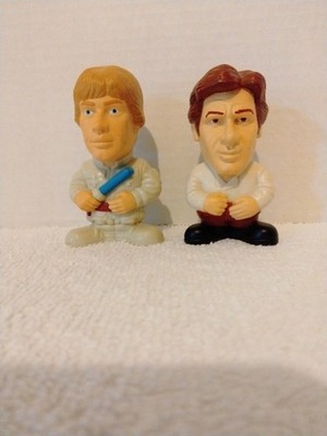 Star wars burger king toys 2005 han solo and luke skywalker super deformed