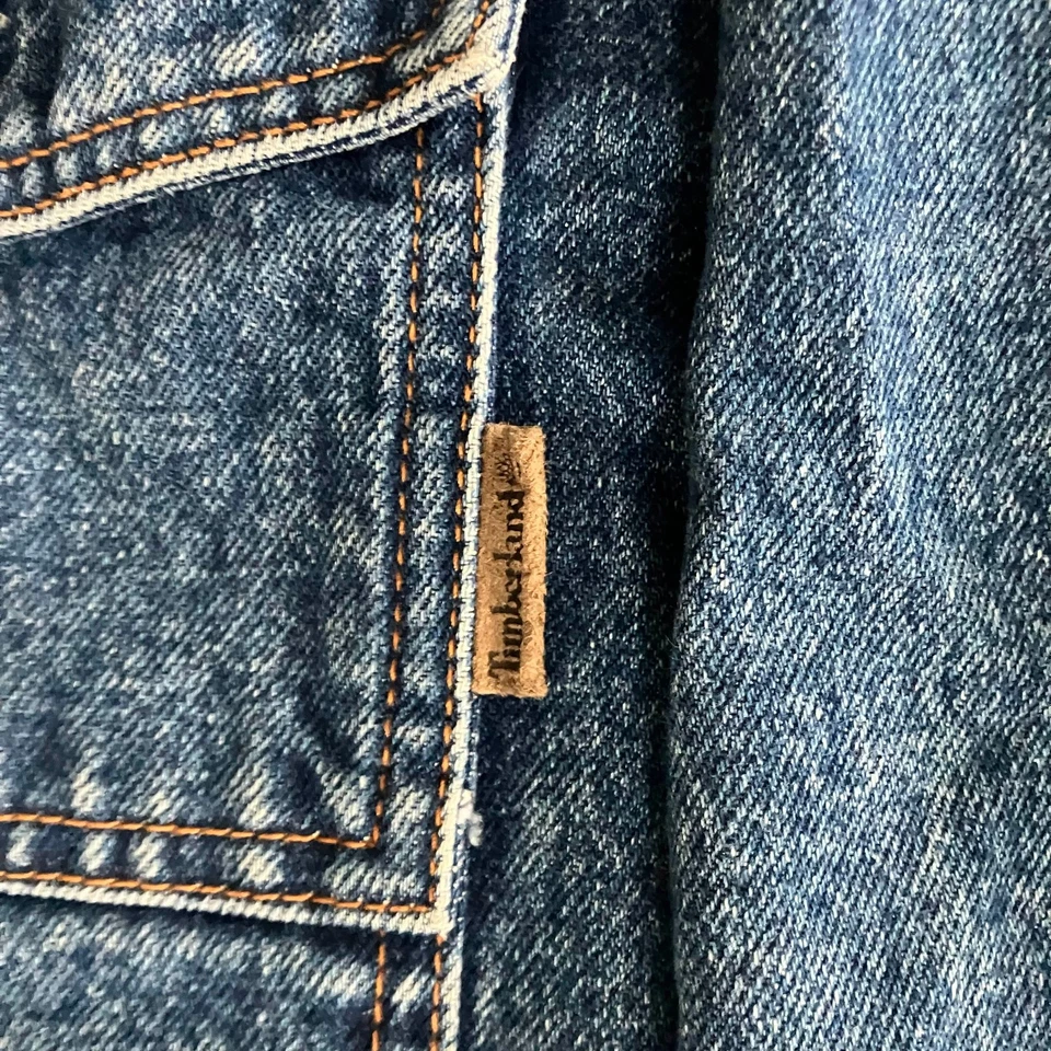 Chaqueta vaquera de camionero de mezclilla Timberland Weathergear vintage años 90 grande de cuero Foto 3 de 4