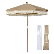 LAGarden 7' Patio Khaki Umbrella Boho 5-Year-Non-Fading,BH7W-10P
