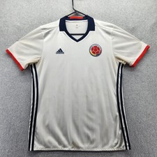 Colombia National Team Soccer Jersey Mens Large White Adidas ClimaCool Shirt
