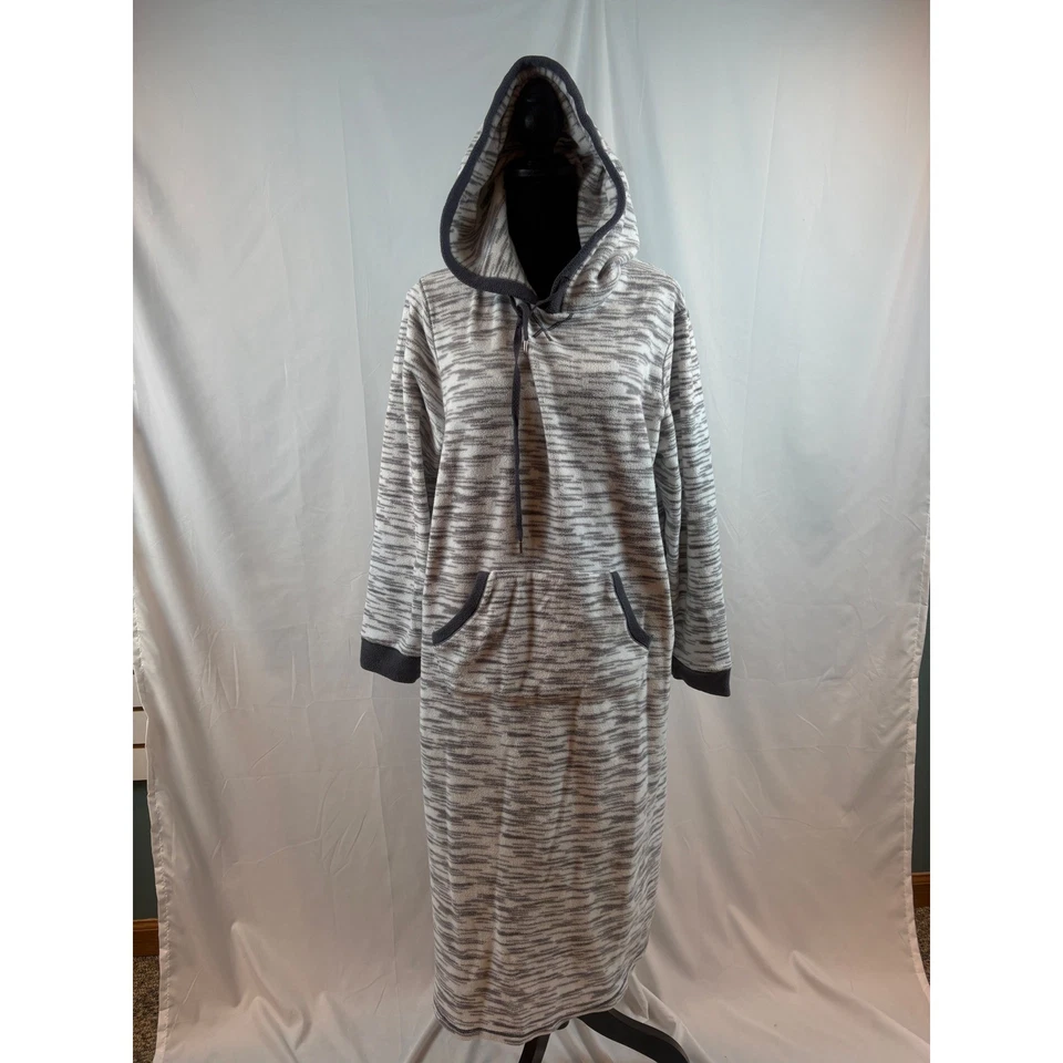 舒适抓绒连帽长裙灰色希瑟休闲睡衣 XL 码 — 第 2/4 张图片