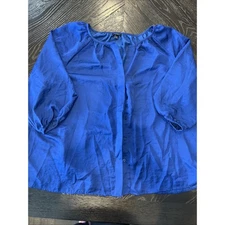 Talbots 20WP Blue Blouse Button Up Polyester 3/4 Sleeve