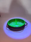 VTG Glowing Green Depression Glass Divided Relish/Candy Dish Inside Wire Carrier