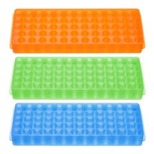 60 Wells Tube Rack, 1set Vial Rack for Tubes 0.2/0.5/1.5/2ml, Blue,Orange,Green