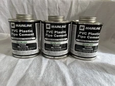 3x Mainline ML11170 PVC Plastic Pipe Cement Low VOC Clear 16 Fl. Oz Dented Cans