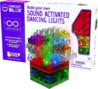E-BLOX Build Your Own Sound Activated Dancing Lights STEM Kit, Reacts to Voice