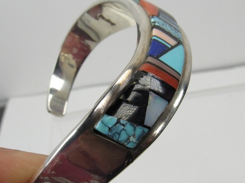 Tommy Jackson Navajo Silberschmied Multi Stein Intarsien Sterlingsilber Armband - Bild 13 von 22