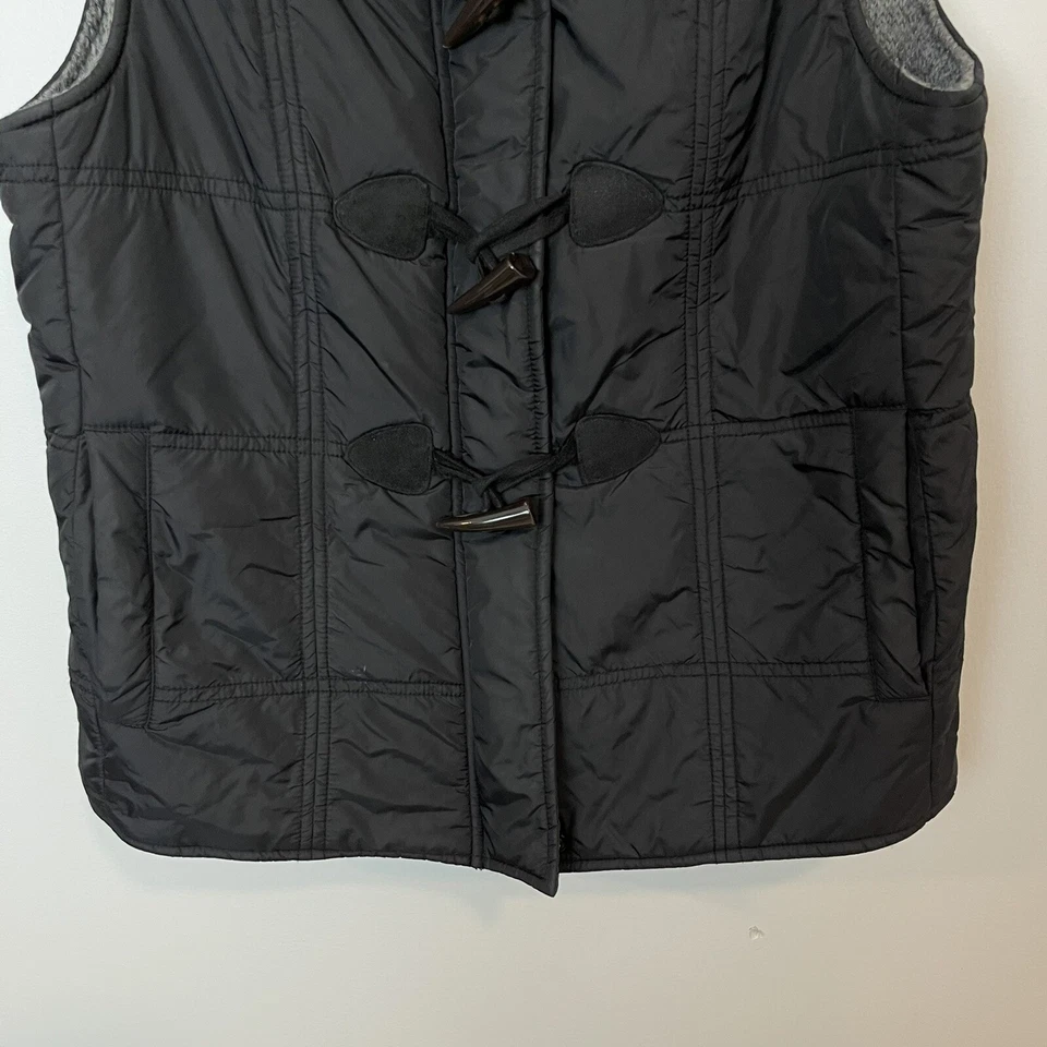 Chaleco Orvis para mujer pequeño de nailon acolchado exterior palanca cuerno botones forrado negro OA Foto 3 de 4