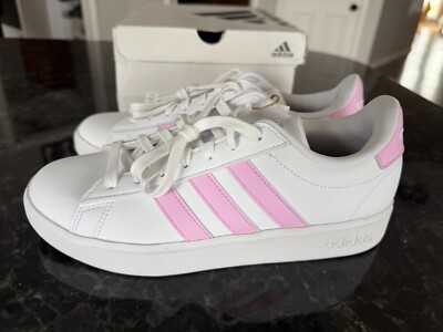 NIB Adidas Grand Court 2.0 Tennis Shoes White/Pink Women's 8.5 Sneakers Vegan