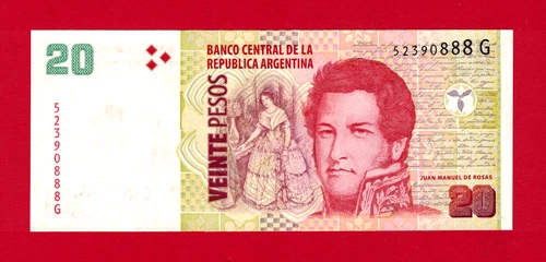 20 PESOS 2015 ARGENTINA UNC NOTE (P-355b.2) SUFFIX: F&G  STURZENEGGER & MICHETTI