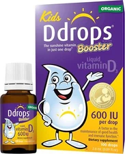 Ddrops Kids Booster 600IU 100 Drops - Daily Liquid 1 Count (Pack of 1) 