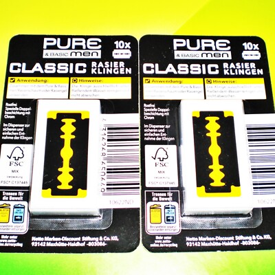 Rasierklingen Classic Pure 20x ( 2 x 10 Stk ) Rostfrei Chrom 