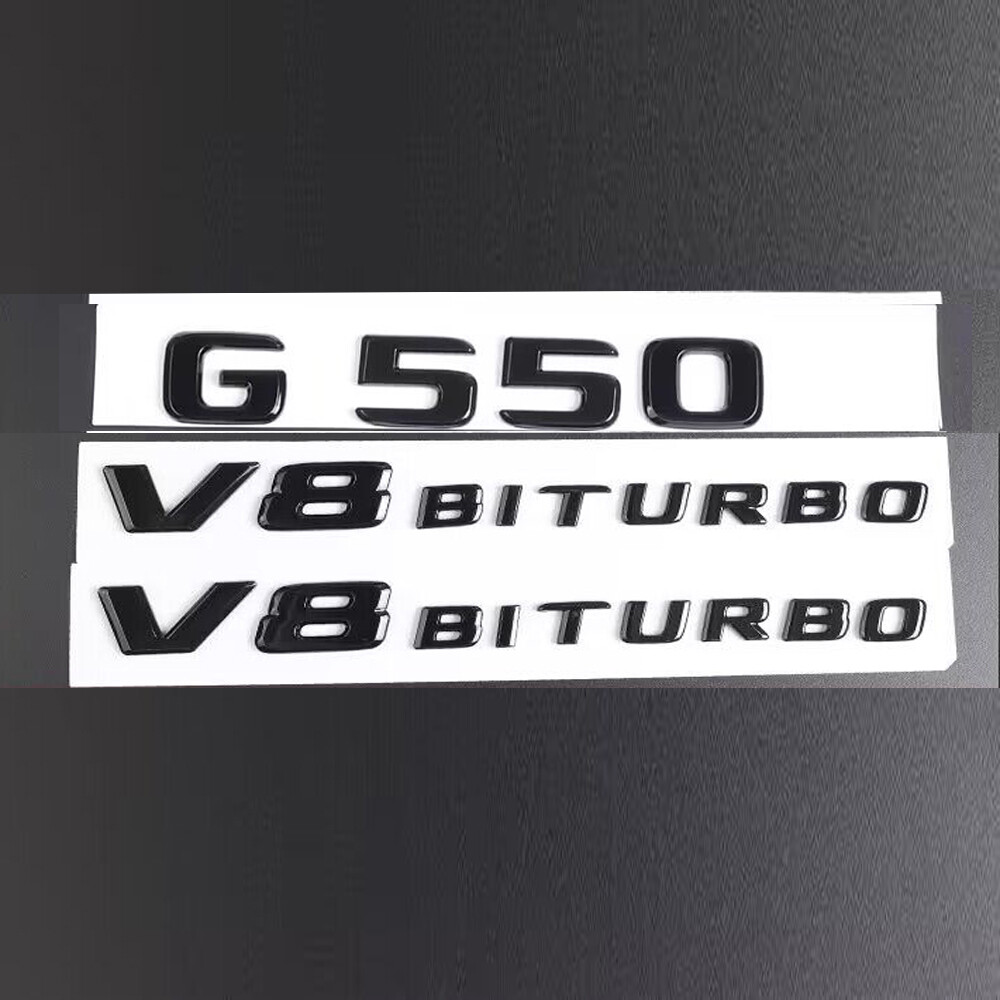 Gloss Black G550 V8 BITURBO Trunk Emblem Badge Sticker For Mercedes Benz G550
