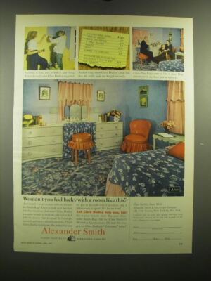 1949 Alexander Smith Rugs Ad - Wouldn't you feel lucky with a room like this?