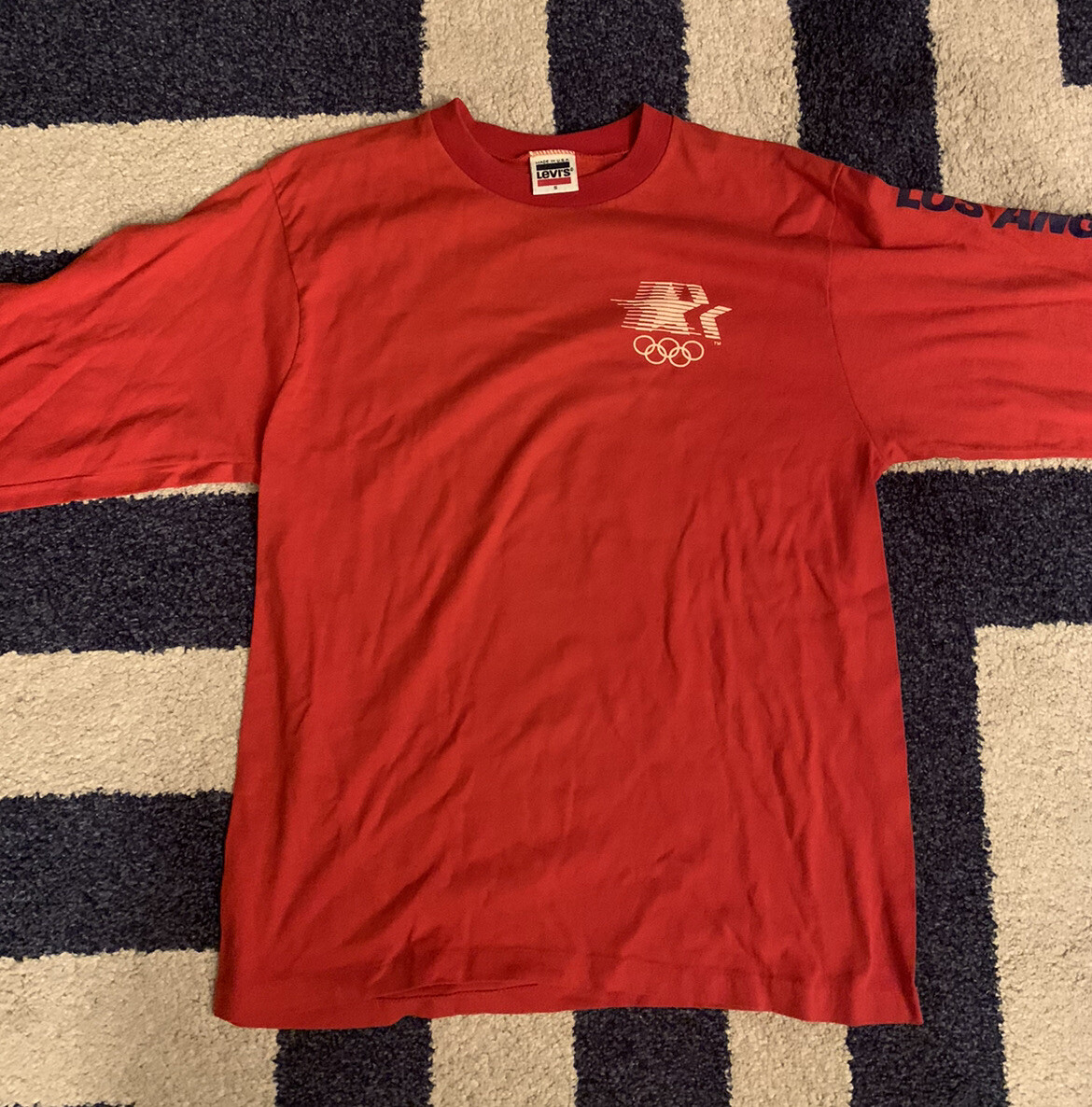 RARE Los Angeles Summer Olympics USA Red LS Shirt 1984 Levi's LA