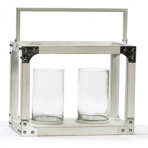 Aufsteller Windlicht Kerzen Teelicht Halter Haus Garten Deko Laterne Weiß Glas-image