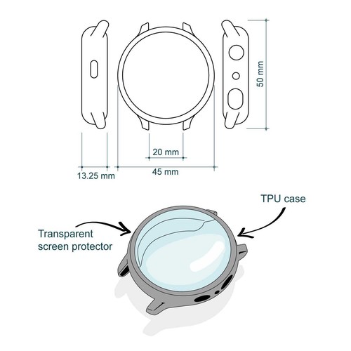 Coque TPU Anti-Rayures Argent Compatible avec Samsung Galaxy Watch Active 2 44mm - Zdjęcie 3 z 9